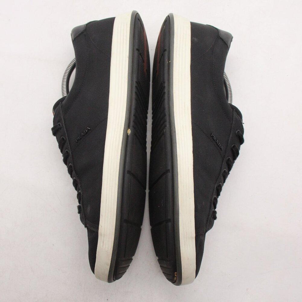 Prada Black Canvas Shoes Men's UK 9 Lace Up Casual Trainers Sneakers - Picture 6 of 11